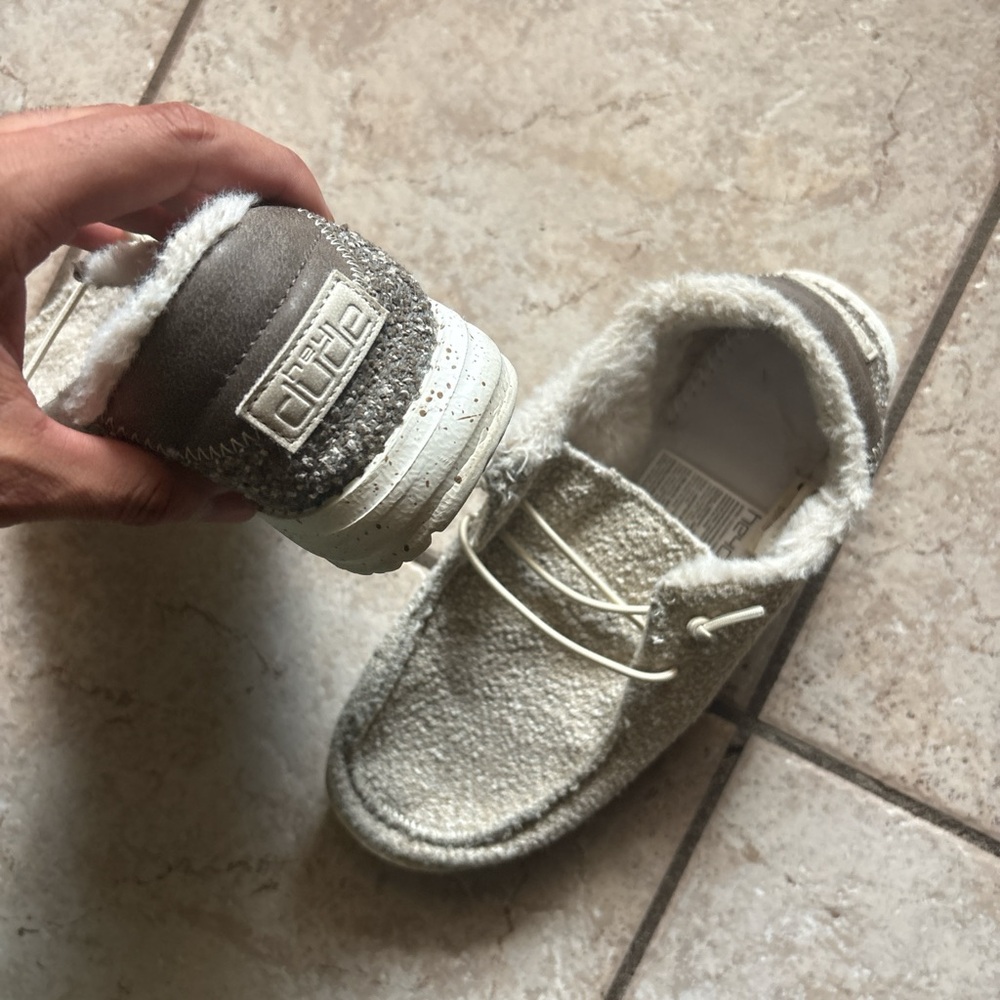 Hey Dude Gray and White Athletic Shoes Slip-On Comfort